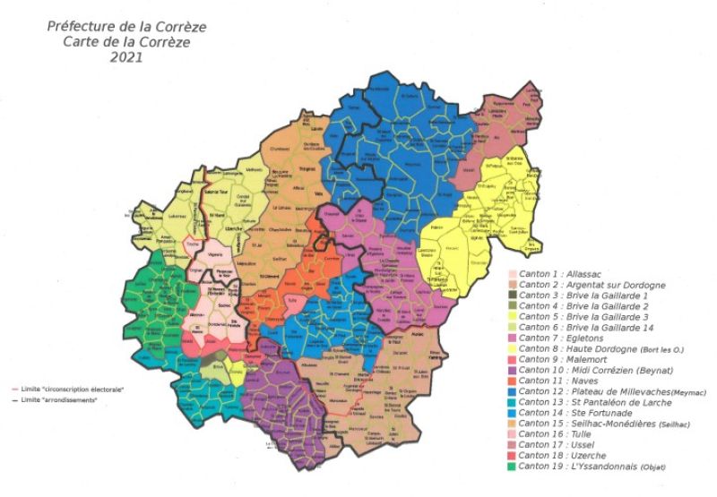 carte Prefecture découpage corrèze