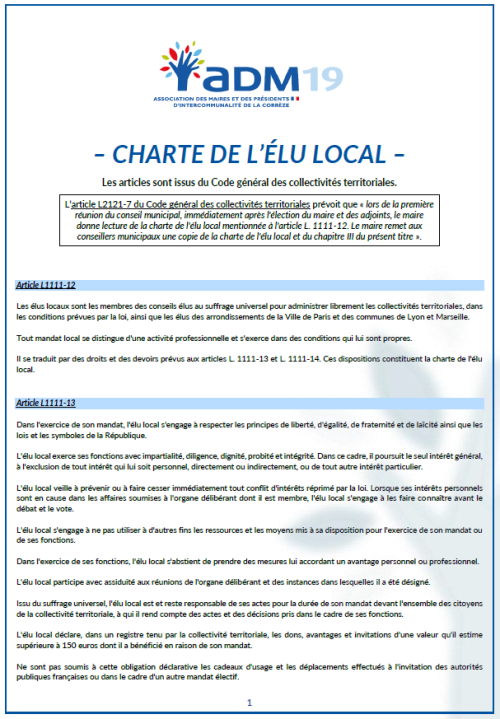 Charte de l&rsquo;élu local