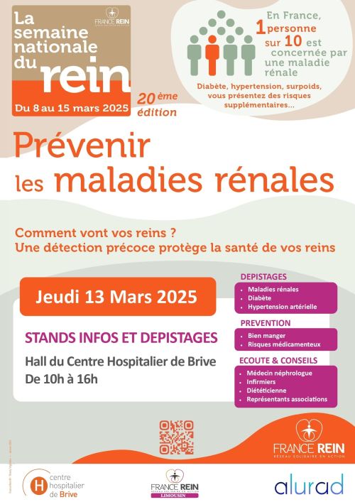Semaine Nationale du Rein 2025 : Mobilisons-nous en Corrèze !